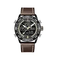naviforce homme's imperméable sport regarde cuir digital analogique regarder la luxueuse montre à bracelet à double temps