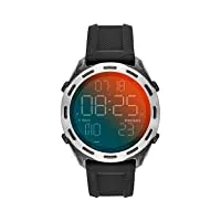 diesel crusher montre pour homme, mouvement digital avec bracelet en nylon, silicone, cuir ou acier inoxydable, noir et spectre, 46mm