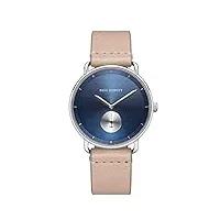 paul hewitt montre homme acier inoxydable breakwater navy sunray - cadeau homme, bracelet cuir montre (couleur sable), montre argentée, cadran bleu
