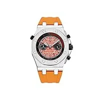 haonb montres homme,montre À quartz Étanche avec bracelet en cuir pour camouflage en silicone À la mode orange (pure tape)