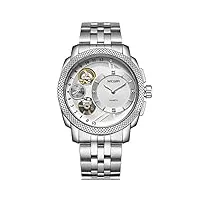 megir montres de luxe pour homme à mouvement automatique et à quartz avec bracelet en acier inoxydable argenté étanche