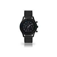 detomaso firenze dt1068-a-847 montre chronographe à quartz analogique pour homme, bracelet en maille milanaise noire, cadran noir, bracelet