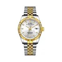 burei montre pour homme mécanique montres remontage automatique montre pour homme décontracté avec verre saphir et doré écran (argent or)