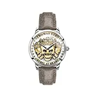 thomas sabo hommes analogique quartz montre avec bracelet en cuir wa0356-273-207-42 mm