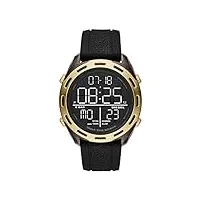 diesel crusher montre pour homme, mouvement digital avec bracelet en nylon, silicone, cuir ou acier inoxydable, noir et ton or, 46mm