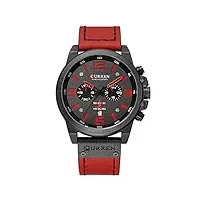 curren 8314 montre pour homme à mouvement à quartz japonais tendance et décontractée avec bracelet en cuir coloré date automatique (rouge), rouge, bracelet, rouge, sangle