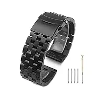 kai tian bracelet montre style 5 rangées en acier inoxydable noir 22mm ingénieur bracelet de montre homme femme serrures doubles en métal