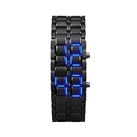 montres homme,montres de sport pour les jeunes imperméable À l'eau Électronique deuxième génération binaire led numérique hommes montre bracelet en alliage bracelet, hommes noir bleu