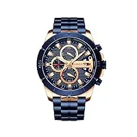 curren relogio masculino montre de luxe en acier inoxydable pour homme, or rose bleu, chronographe, montres à quartz