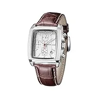 megir montre homme chronographe lumineux quartz rectangulaire montre classique carré homme avec brown bracelet en cuir 2028g