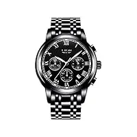 lige montres hommes sport Étanche analogique quartz montre hommes chronograph affaires noir en acier inoxydable montre-bracelet