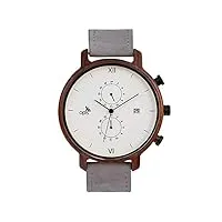 opis ur-m2 : chronographe pour hommes à quatre quadrants en bois, métal et cuir/montre en bois homme (bois de santal rouge)