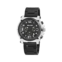 elite montre pour homme avec chronographe analogique à quartz 3 bar noir/argenté