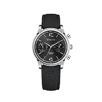 vescari chestor montre chronographe à quartz en acier noir, tissu pour homme