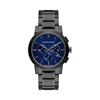 swiss gunmetal black blue date dial 42mm chronographe homme montre-bracelet en acier inoxydable the city bu9365