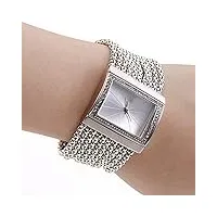 ofay mesdames strass montre - montre de luxe de mode bracelet analogique quartz montre carrée cristal femmes, big face large dial cuff watch,argent