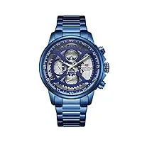 naviforce - nf9150 - montre-bracelet à quartz analogique pour homme, bracelet en métal, étanche (bracelet: bleu marine/index: argent/bordure: bleu marine)