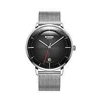 montres hommes haut de gamme mouvement mécanique en acier inoxydable grille bracelet, courbe miroir 3d, personnalité Élégante de luxe gentleman wristwatch e
