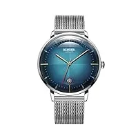 montres hommes haut de gamme mouvement mécanique en acier inoxydable grille bracelet, courbe miroir 3d, personnalité Élégante de luxe gentleman wristwatch a