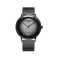 montres hommes haut de gamme mouvement mécanique en acier inoxydable grille bracelet, courbe miroir 3d, personnalité Élégante de luxe gentleman wristwatch b