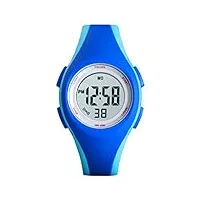 tonshen outdoor militaire sport montre bracelet enfants led Électronique digitale alarma chronomètre montres plastique 50m etanche (bleu)