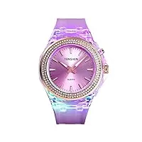tonshen montre femme et fille plastique caisse et caoutchouc ruban analogique quartz montres bracelet 50m Étanche (violet)