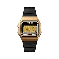 tonshen montre femme led digital alarma chronomètre date 50m etanche outdoor militaire montre bracelet plastique et caoutchouc (jaune)