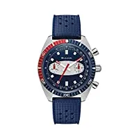 bulova montre à quartz pour homme en acier inoxydable avec bracelet en silicone, bleu, 20 (modèle : 98a253)