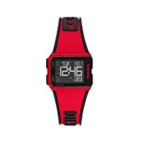 diesel chopped montre pour homme, mouvement digital avec bracelet en silicone, acier inoxydable ou cuir, rouge et noir, 38mm