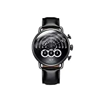 kuandarmx la mode montre incurvé 2.5d de conception de cadran de piste de montre de quartz des hommes de montre 30 mètres imperméable à l'eau le miroir synthétique cadeau, black