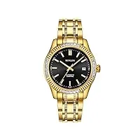 binlun montre homme 18k plaqué or mécanique automatique Étanche montres-bracelets pour hommes avec calendrier date