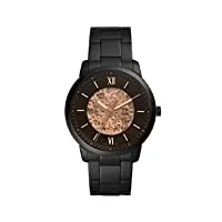 fossil montre pour homme neutra automatic, mouvement automatique, boîtier en acier inoxydable noir de 44 mm avec bracelet en acier inoxydable, me3183