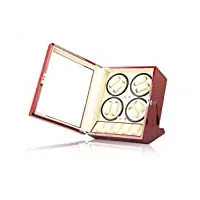 lsrryd bois remontoir montre  automatique mécanique 8+6 peinture piano oreiller en cuir japon moteur silencieux présentoir ecrins rangement (color : red)