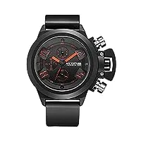 megir montre de sport pour homme avec cadran noir et grand cadran chronographe et bracelet en silicone noir, noir, chronographe, mouvement à quartz