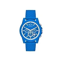 armani exchange montre pour homme - chronographe outer banks, nylon teinté bleu, ax1345