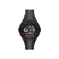 puma montre pour homme bold, mouvement digital, boîtier en polyuréthane noir de 45 mm avec bracelet en polyuréthane, p5042
