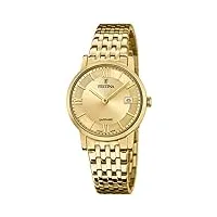festina montre pour femme f20021/2 swiss made boîtier en acier inoxydable doré bracelet en acier inoxydable doré