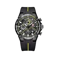 affute montres pour hommes montre chronographe étanche avec bracelet en silicone, date, montre-bracelet à quartz lumineuse
