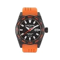 locman italy 0216 montre pour homme stealth carbon automatique noir/orange, sangles