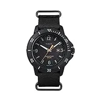 timex expedition gallatin solar 44 mm montre pour homme avec bracelet en nylon noir tw2u30300