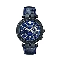 versace v-race vebv00419 montre double fuseau horaire avec bracelet bleu pvd
