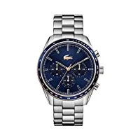 lacoste montre chronographe à quartz pour homme avec bracelet en acier inoxydable argenté - 2011081
