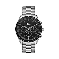 lacoste montre chronographe à quartz pour homme avec bracelet en acier inoxydable argenté - 2011079