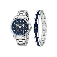 maserati successo montre homme, chronographe, et bracelet en acier, pvd bleu- r8851121016
