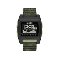 nixon base tide pro a1307 - green camo - 100m water resistant men's digital surf watch (42mm watch face, 24mm pu/rubber/silicone band) - made with #tide recycled ocean plastics