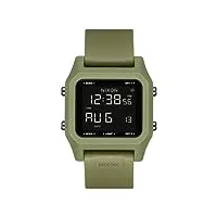 nixon staple a1309-100m water resistant men's digital sport watch (38mm face, 22mm pu/rubber/silicone band) - olive - made with #tide recycled ocean plastics