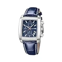 megir montre à quartz décontractée avec bracelet en cuir pour homme - style militaire - Étanche - chronographe - avec date automatique, ml2028g bleu argenté, chronographe, montres à quartz