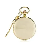 zjz montre de poche, montre de poche mécanique lisse en or jaune, pendentif à remontage manuel pour hommes femmes montres