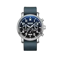 megir montres-bracelets à quartz analogiques étanches pour hommes chronographe avec ceinture en cuir entière, argenté., sangle