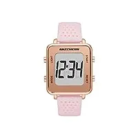skechers women's naylor alloy steel digital watch with silicone strap, pink, 22 (model: sr6203)